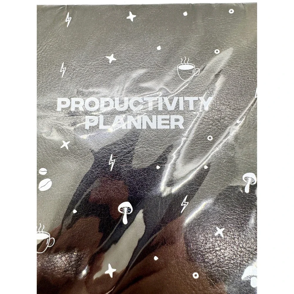 Everyday Dose Focus Journal Productivity Planner Black Faux Leather 2025 New